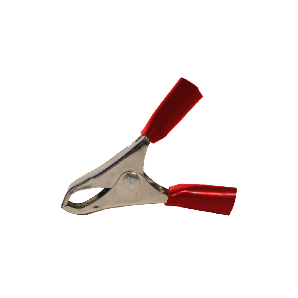 LAGARTO PEQUEÑO CON AGARRADERAS PLASTICAS, ROJO, PARA BATERIA, 10A, 5.5CM