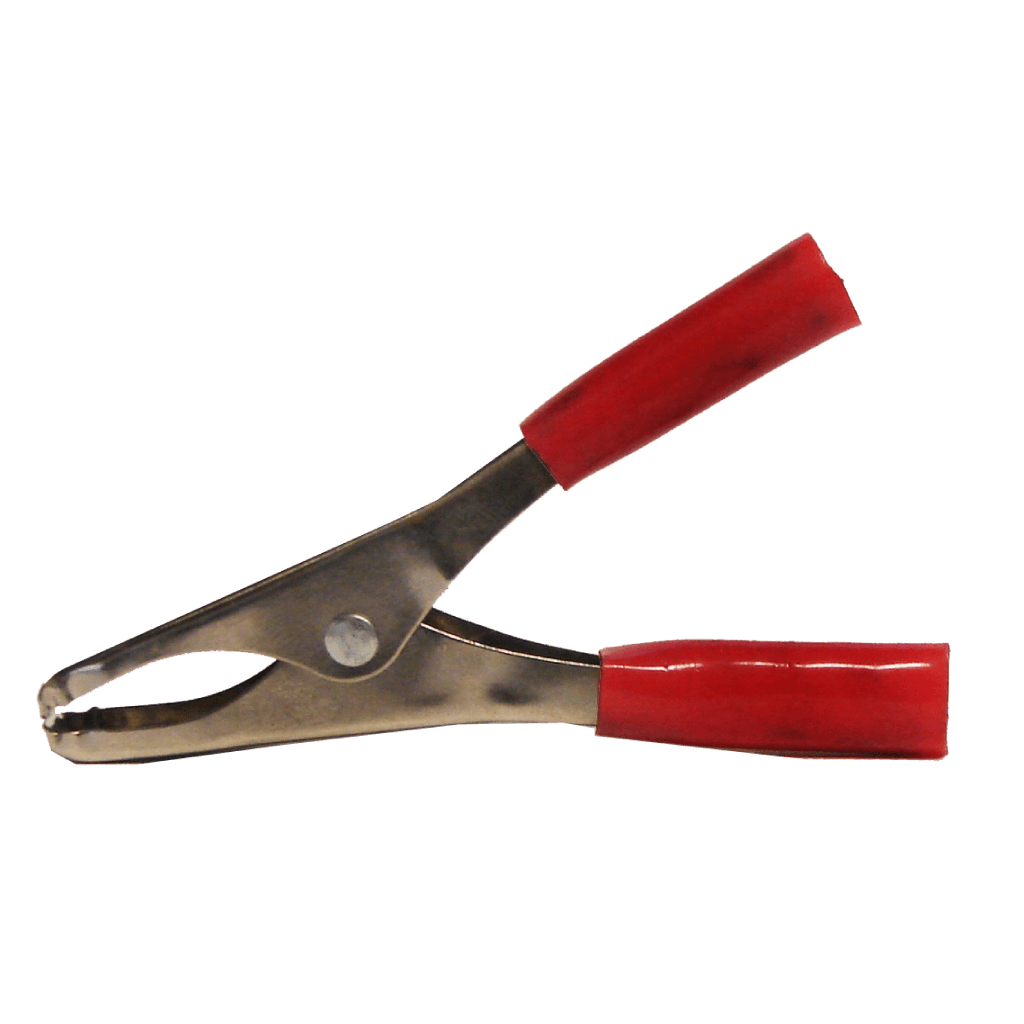 LAGARTO MEDIANO CON AGARRADERAS PLASTICAS, ROJO, PARA BATERIA, 20A, 7.5CM