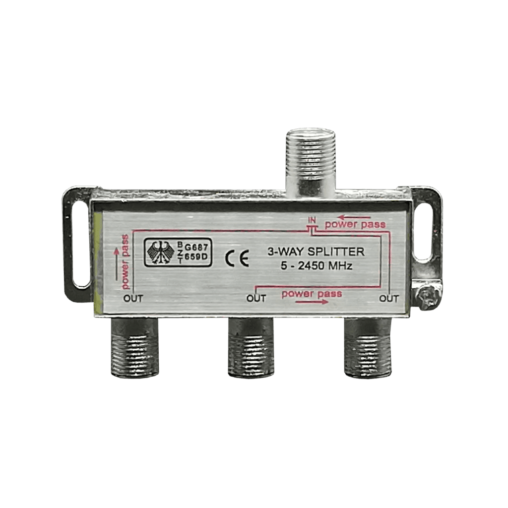 SPLITTER COAXIAL DE 3 SALIDAS, 1 ENTRADA, 5-2450MHZ, CON PCB, BLISTER