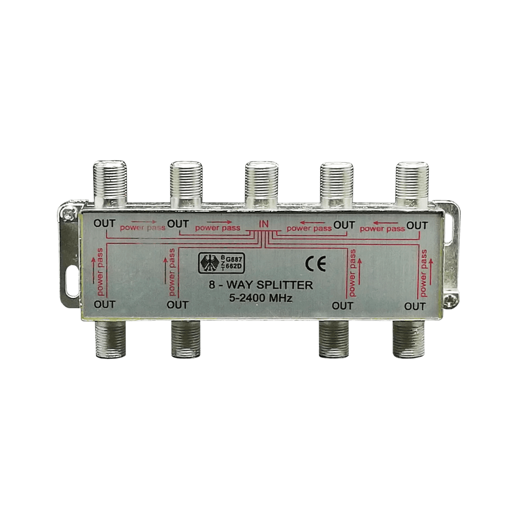 SPLITTER COAXIAL DE 8 SALIDAS, 1 ENTRADA, 5-2450MHZ, CON PCB, BLISTER