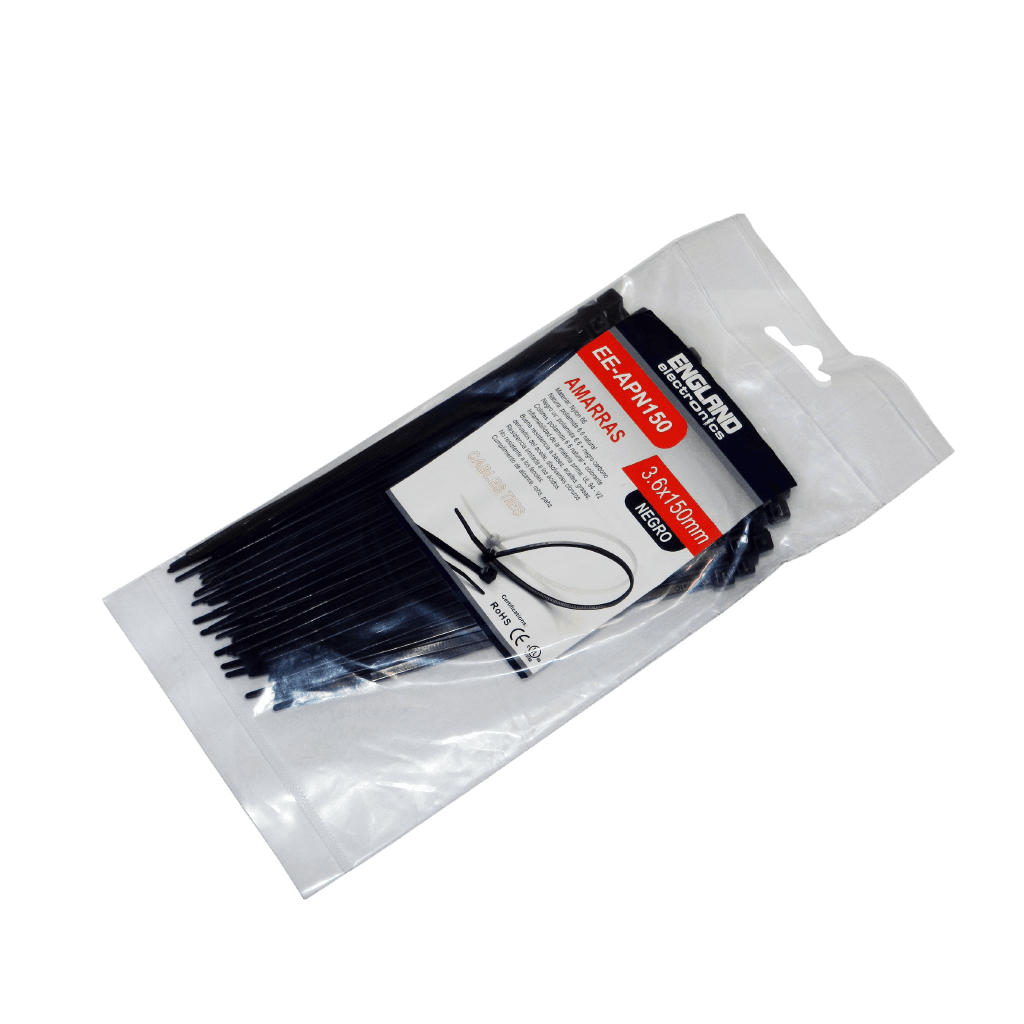 AMARRAS PLASTICAS, 100 PCS, 2.5MM, 20 CM, NEGRO