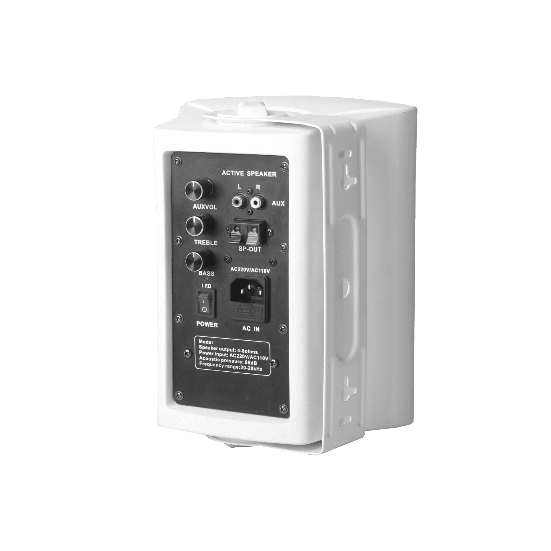 PARLANTES AMBIENTALES, ACTIVO Y PASIVO, DE PARED, 6 PULG., BLANCO, 40W+40W, AUX, RCA - Miniatura 3