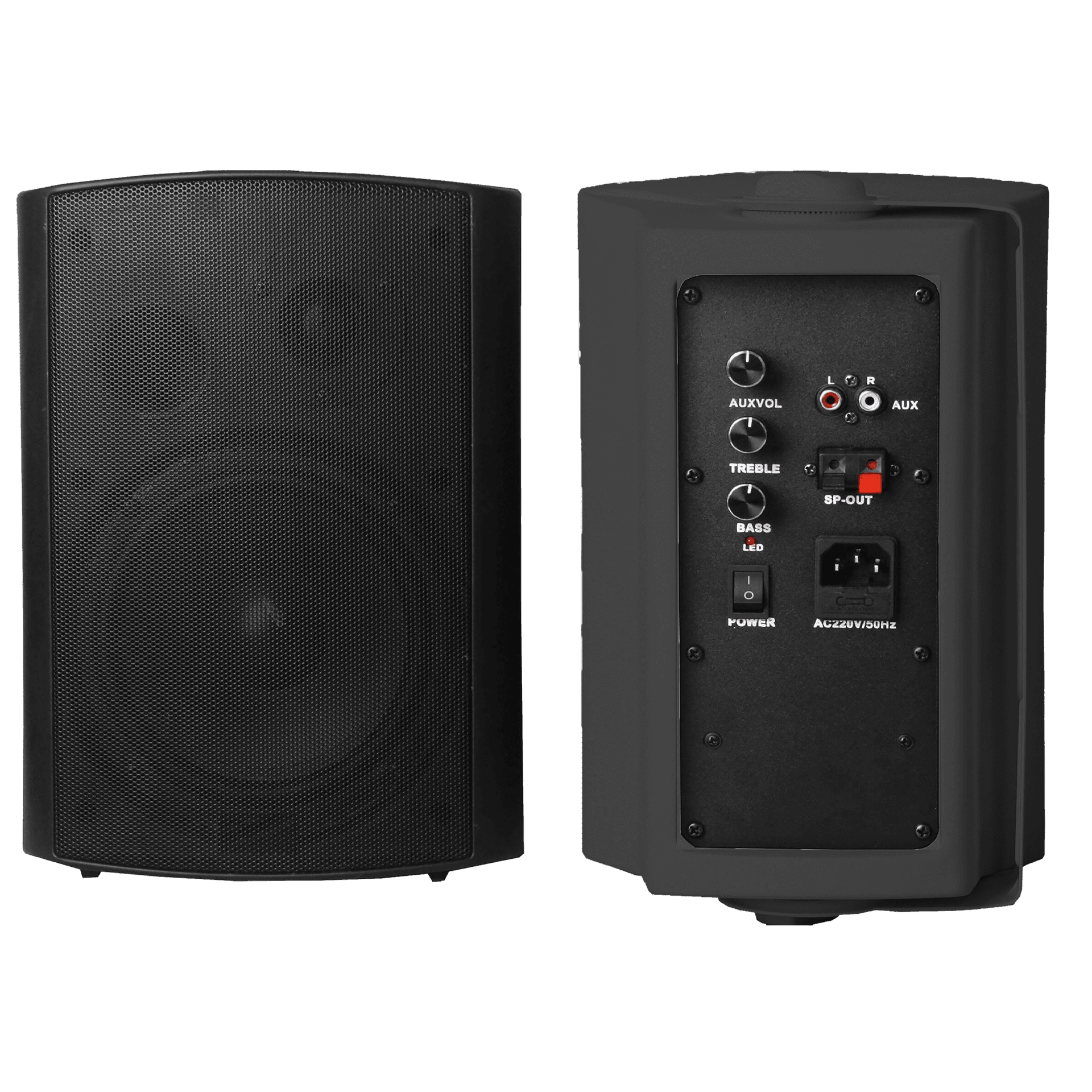 PARLANTES AMBIENTALES, ACTIVO Y PASIVO, DE PARED, 6 PULG., NEGRO, 40W+40W, AUX, RCA