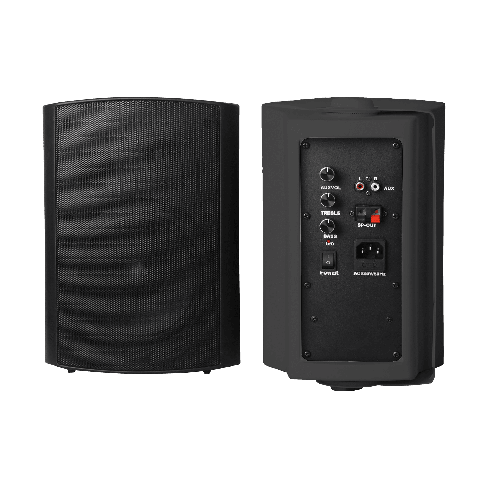 PARLANTES AMBIENTALES, ACTIVO Y PASIVO, DE PARED, 6 PULG., NEGRO, 40W+40W, AUX, RCA - Miniatura 4