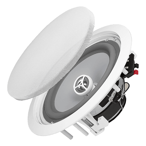 PAR DE PARLANTES PARA TUMBADO, PASIVOS, 8 PULG., 150W, 90DB, 8OHM, REJILLA CLASICA, RESISTENCIA EN AMBIENTE HUMEDOS