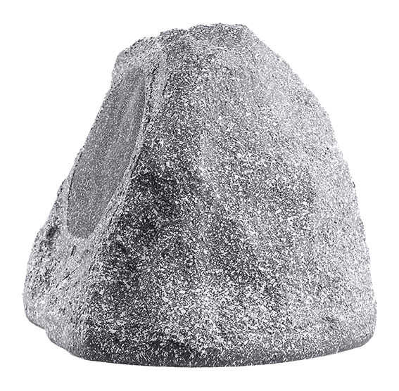 PAR DE PARLANTES GRISES TIPO ROCA, PASIVOS, PARA EXTERIORES, 6.5 PULG., 150W, 90DB, 8OHM