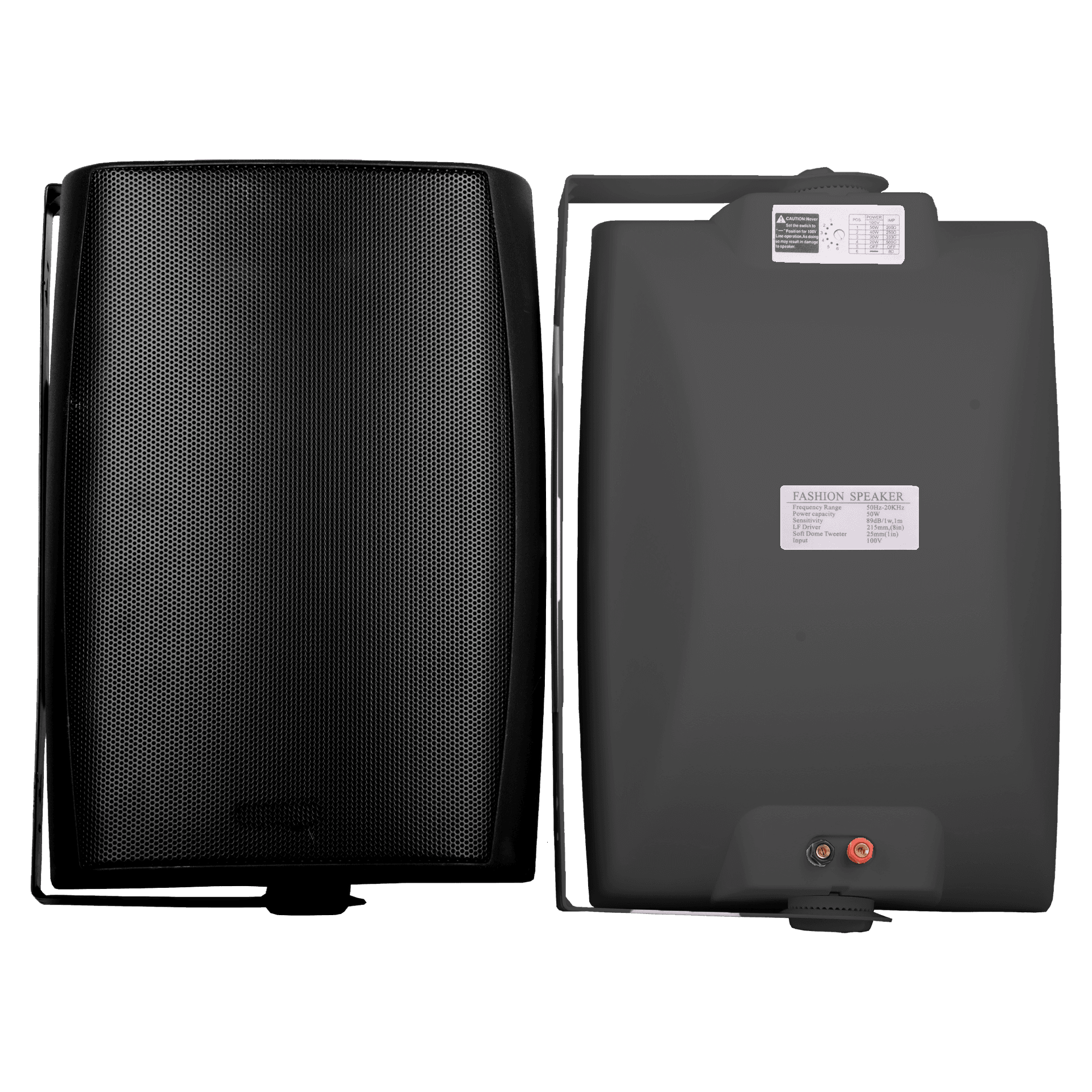 PARLANTES AMBIENTALES PASIVOS, DE PARED, 8 PULG. NEGRO, CON TRANSFORMADOR, 50W, 89DB, 70V-100V, 8 OHM - Miniatura 4