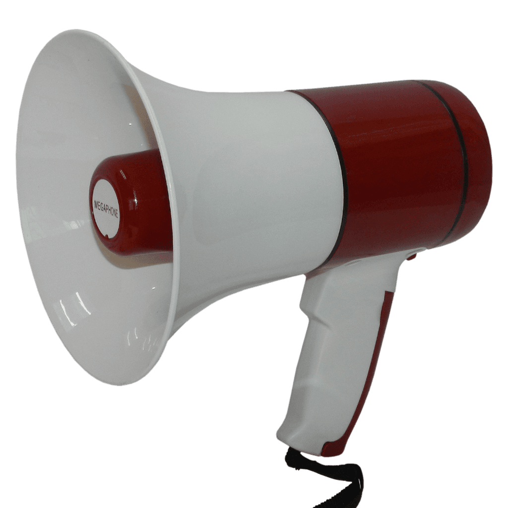 MEGAFONO CON BATERIA RECARGABLE, 10W, FUNCION SIRENA, USB, SD CARD, BT