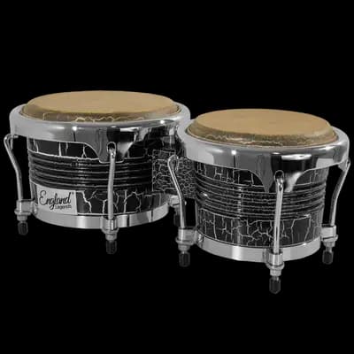BONGO 7.5 - 8.5", DE MADERA COLOR NEGRO, CON ARO CROMADO, INCLUYE LLAVE PARA AFINAR